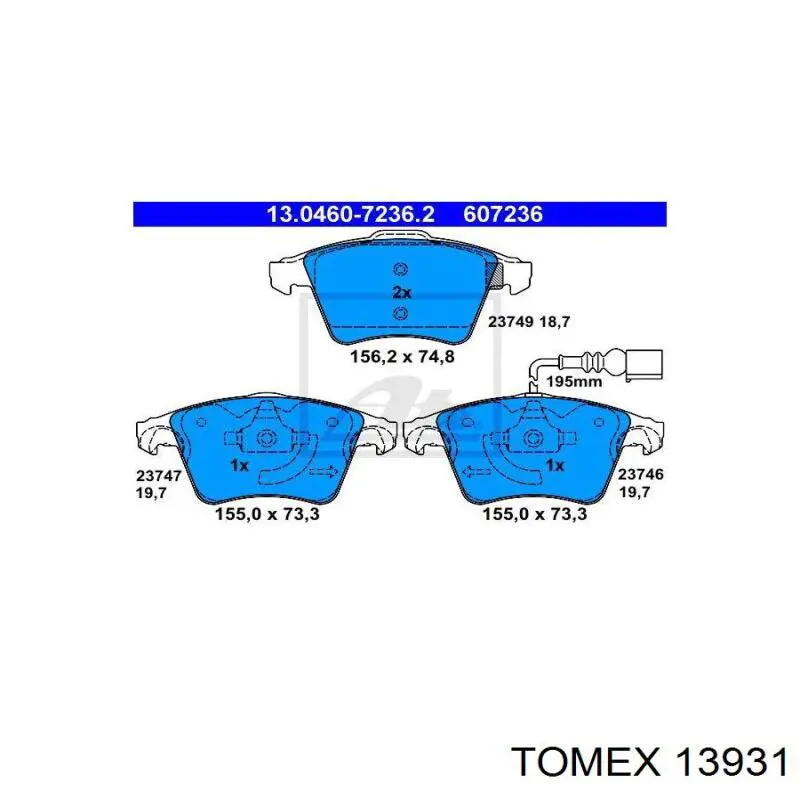 13931 Tomex Передні гальмівні колодки