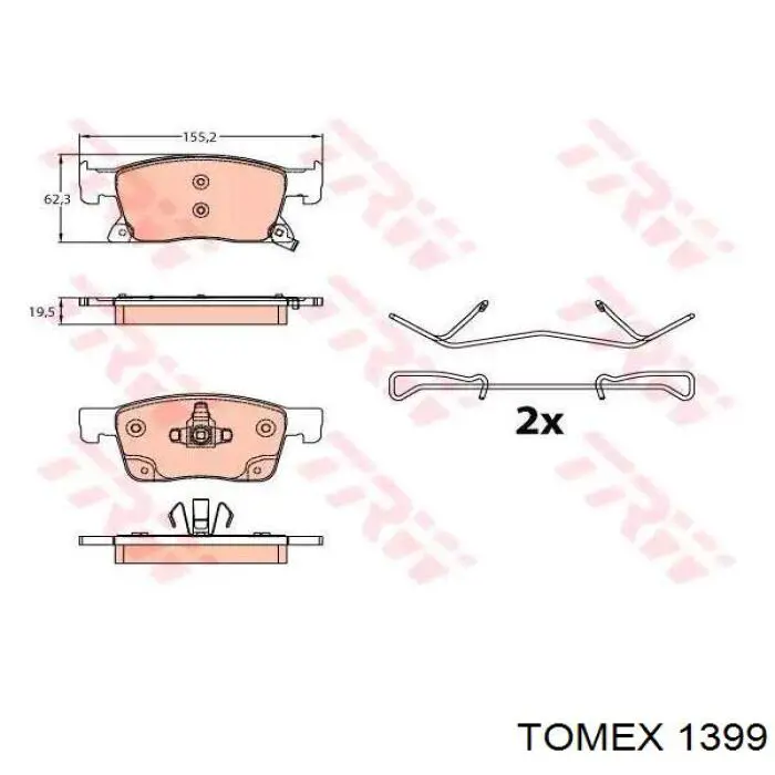 Передні тормозні колодки 986460989 Bosch