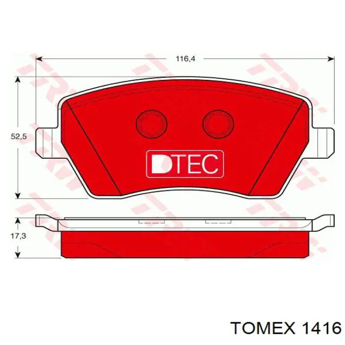 1416 Tomex Передні гальмівні колодки
