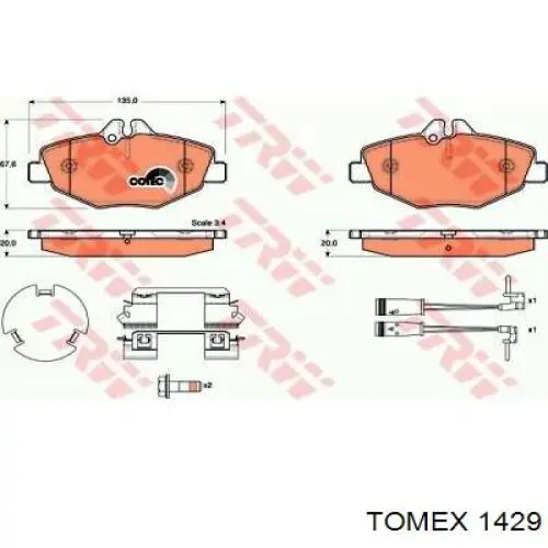 1429 Tomex Передні гальмівні колодки