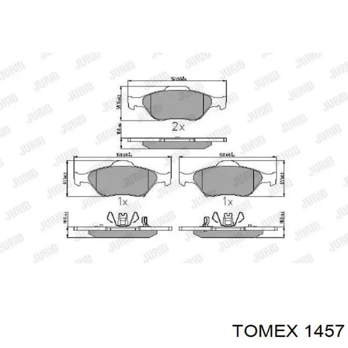 Колодки гальмівні передні, дискові 1457 Tomex