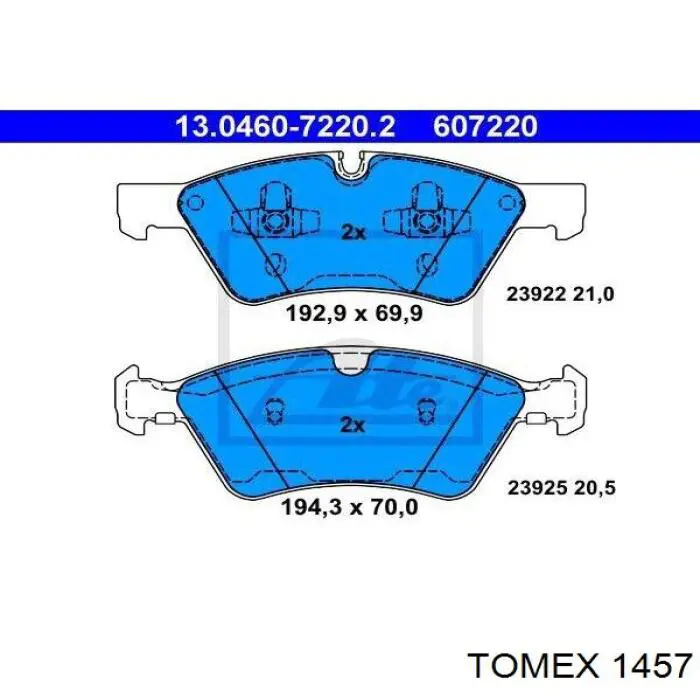 1457 Tomex Передні гальмівні колодки