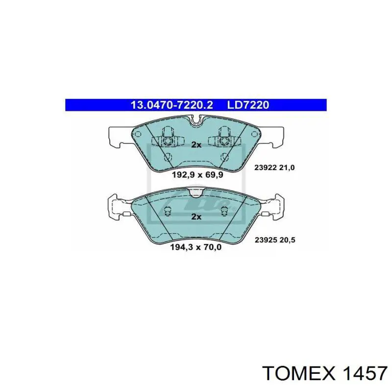 Гальмівні колодки Tomex 1457 ціна, від 36.27 USD
