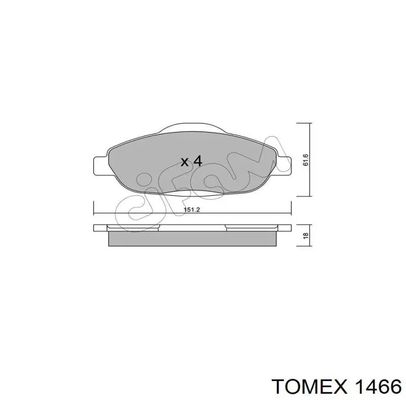 1466 Tomex Передні гальмівні колодки