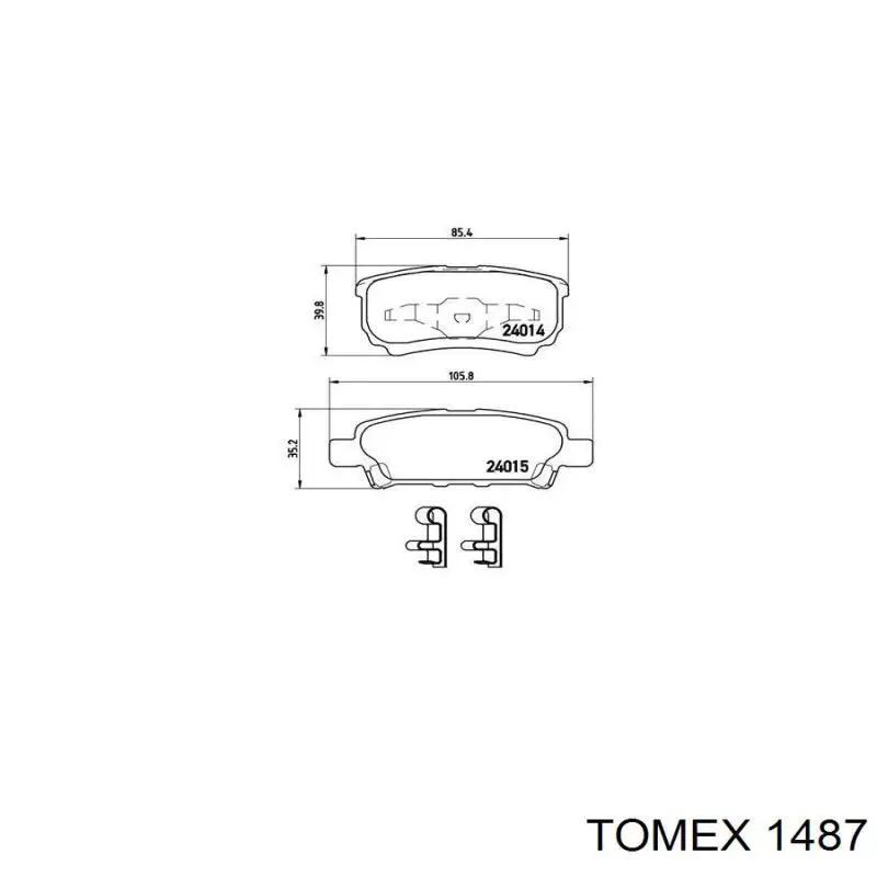 1487 Tomex Колодки гальмівні задні, дискові