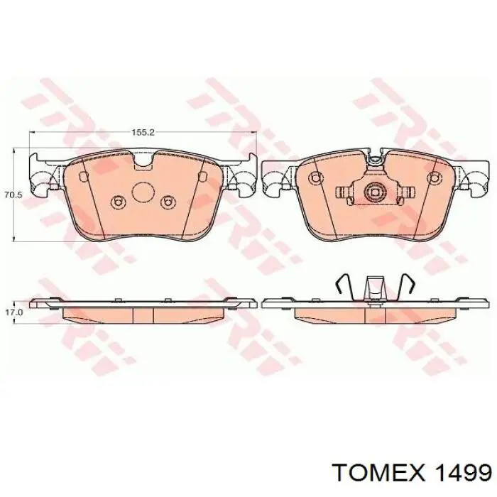Гальмівні колодки Tomex 1499 ціна, від 22.13 USD