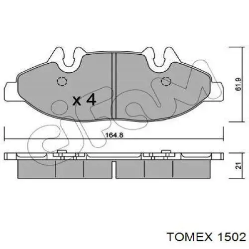 Передні тормозні колодки 1502 Tomex