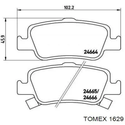 1629 Tomex Колодки гальмівні задні, дискові
