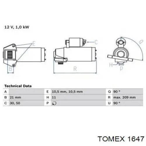 1647 Tomex Передні гальмівні колодки