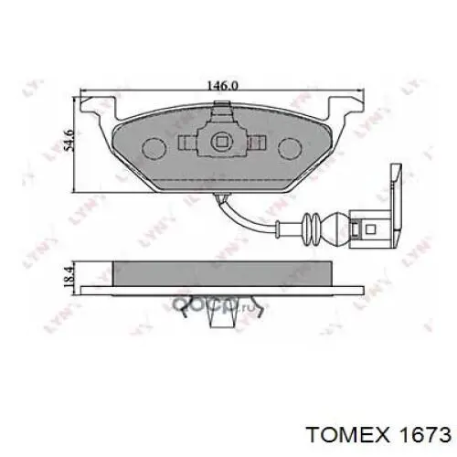 1673 Tomex колодки гальмівні передні, дискові