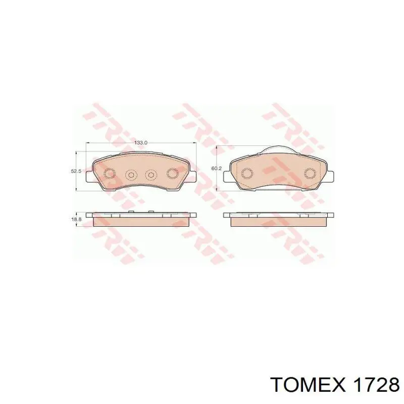1728 Tomex колодки гальмівні передні, дискові