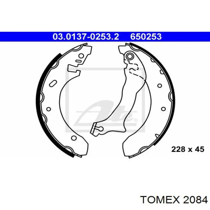 Колодки гальмові задні, барабанні 2084 Tomex