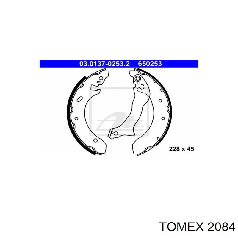 Колодки гальмові задні, барабанні 2084 Tomex