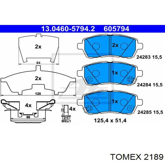 Колодки гальмові задні, барабанні 2189 Tomex