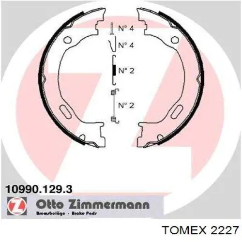 Колодки ручника / стоянкового гальма Tomex 2227 ціна, від 25.34 USD