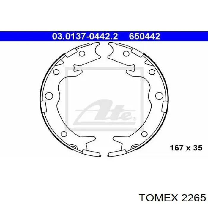 Колодки гальмові задні, барабанні 2265 Tomex