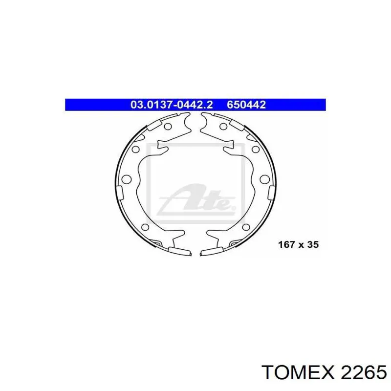 Колодки гальмові задні, барабанні Tomex 2265 ціна, від 21.31 USD