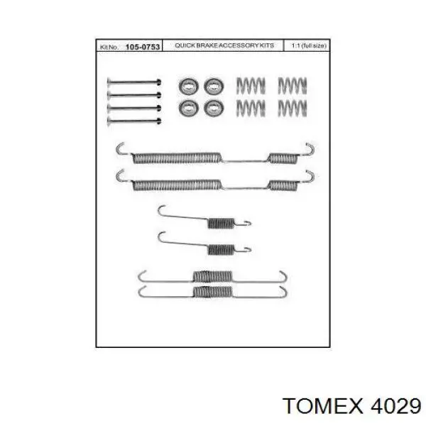 Монтажний комплект задніх барабанних колодок 4029 Tomex