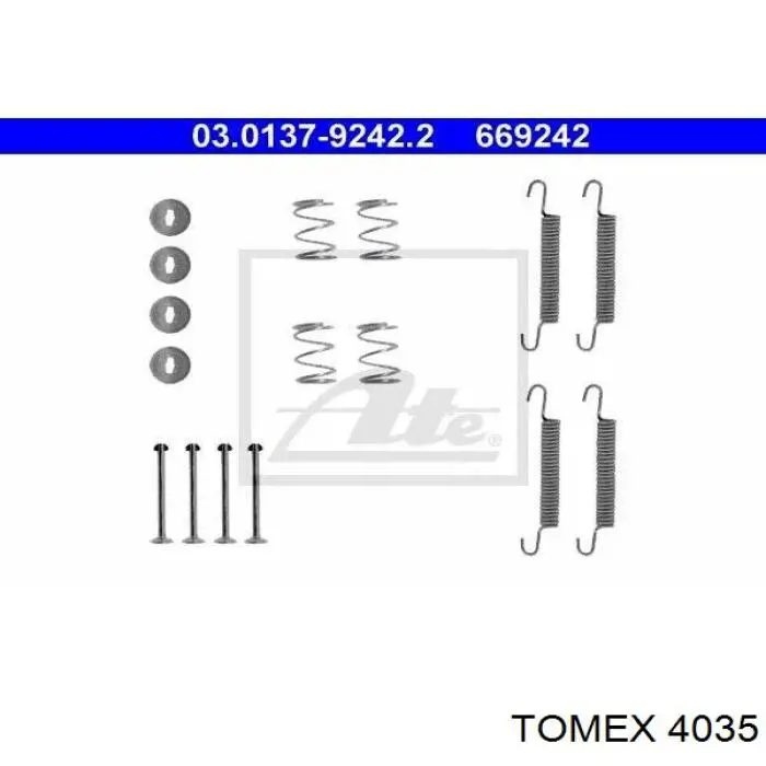 Купити 4035 Tomex Монтажний комплект задніх барабанних колодок