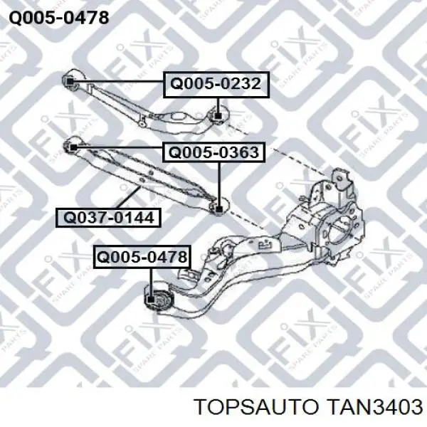 TAN3403 Topsauto Сайлентблоки поздовжніх важелів передньої підвіски