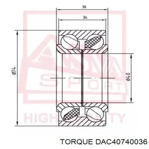 Комплект підшипник маточини передньої Torque DAC40740036 ціна, від 15.60 USD
