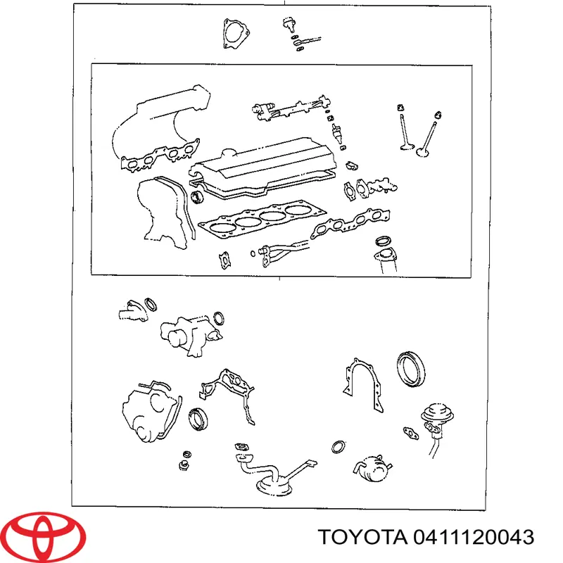 411120043 Toyota комплект прокладок двигуна, повний