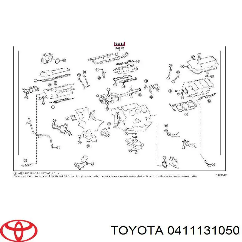 Комплект прокладок двигуна, повний 0411131050 Toyota