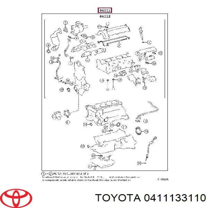 0411133110 Toyota Набір прокладок двигуна
