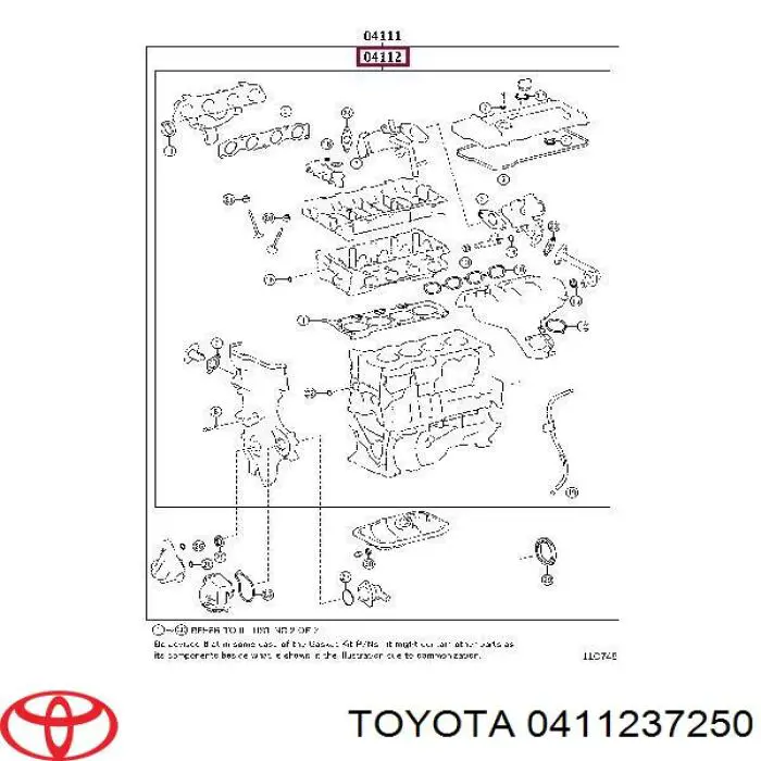 Комплект прокладок двигуна, верхній Toyota 0411237250 ціна, від 58.65 USD