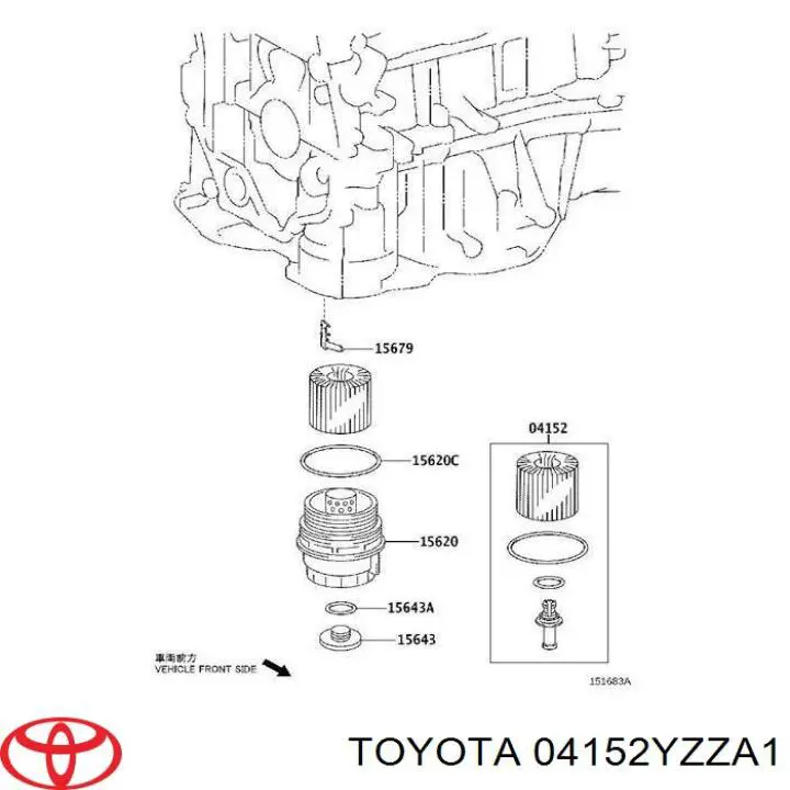 Масляний фільтр двигуна Toyota 04152YZZA1 ціна, від 6.85 USD