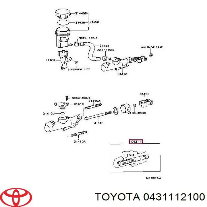 Ремкомплект главного цилиндра сцепления toyota corolla 91-02 (не поставляется) на Toyota Corolla E10