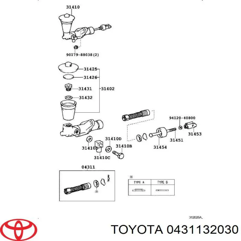 Купити 0431132030 Toyota Ремкомплект головного циліндра зчеплення
