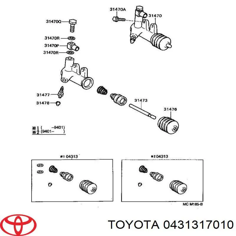 Ремкомплект робочого циліндру зчеплення Toyota 0431317010 ціна, від 5.85 USD