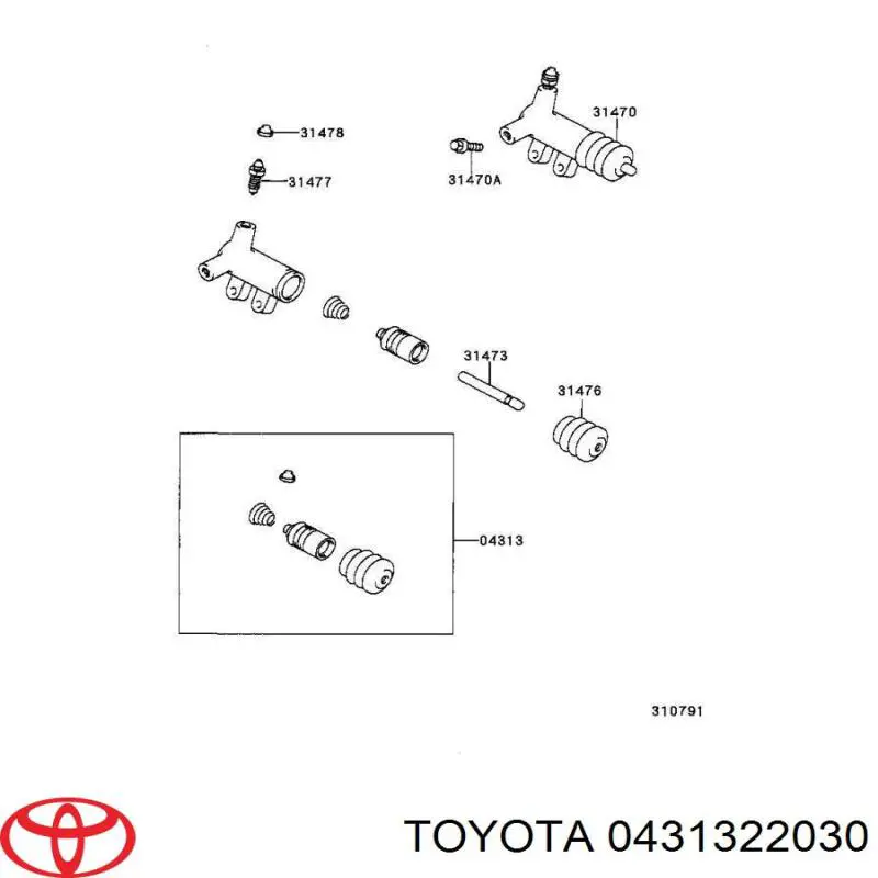 Ремкомплект робочого циліндру зчеплення на Toyota Corolla (E10)