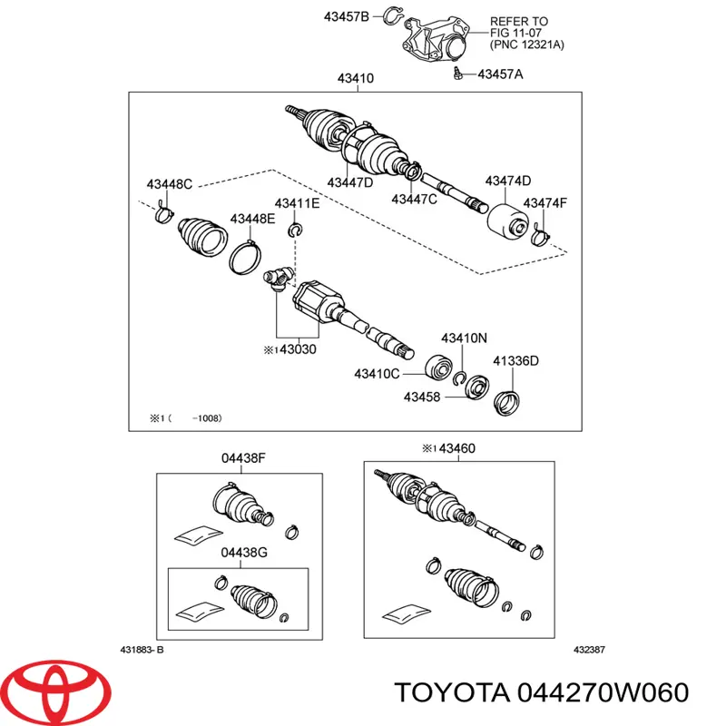 Купити 044270W060 Toyota Пильники ШРКШів передній піввісі, комплект