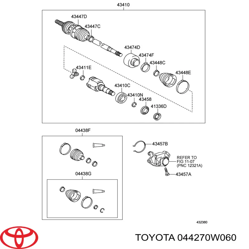 Пильники ШРКШів передній піввісі, комплект Toyota 044270W060 ціна, від 17.50 USD