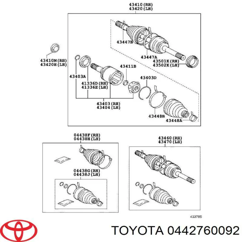 0442760092 Toyota пильники шрусів передній піввісі, комплект