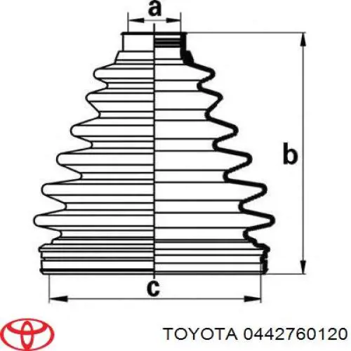 0442760120 Toyota Пильник ШРУСа зовнішній, передній піввісі