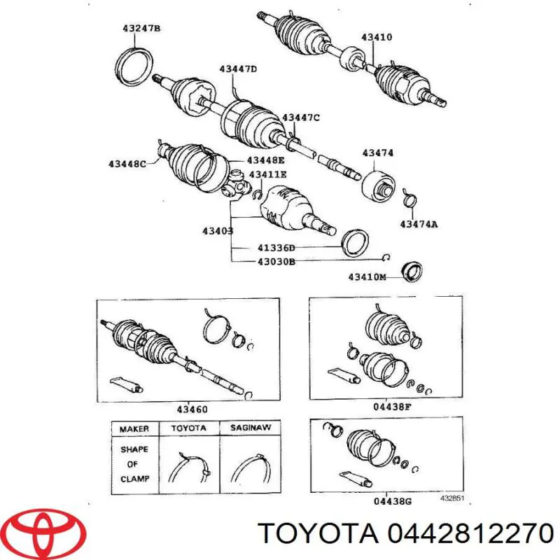 442812270 Toyota пильники шрусів передній піввісі, комплект