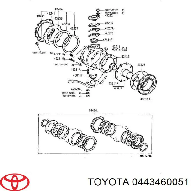 Купити 4320460030 Toyota Ремкомплект шкворня поворотного кулака