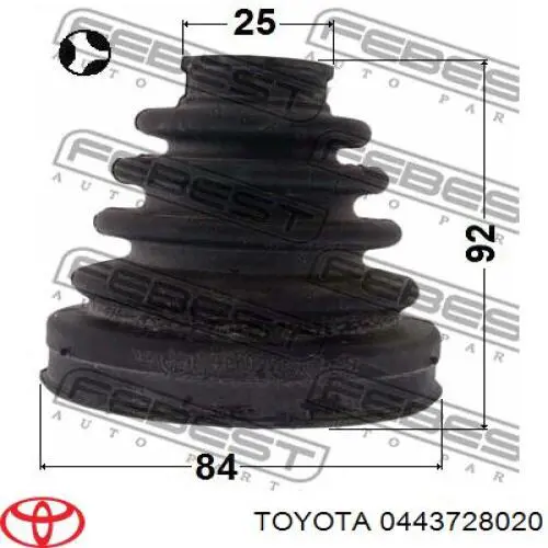 Пильник шарніра кутових швидкостей внутрішній задній Toyota 0443728020 ціна, від 54.54 USD