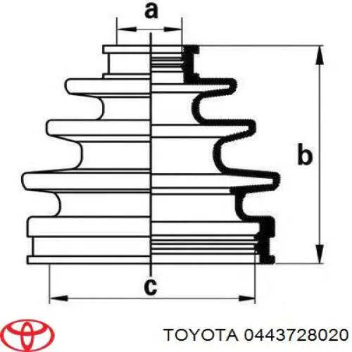 Купити 0443728020 Toyota Пильник ШРУСа внутрішній, задньої піввісі