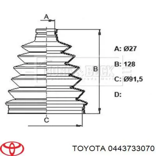 Пильник ШРКШ внутрішній, правий Toyota 0443733070 ціна, від 21.06 USD