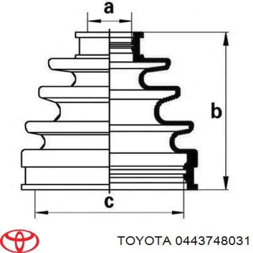 Купити 0443748031 Toyota Пильник ШРКШ зовнішній, задньої півосі