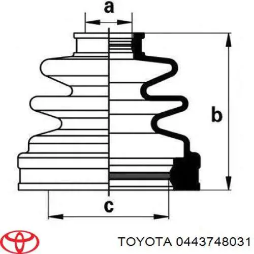 Пильник зовнішньої гранати, задньої півосі Toyota 0443748031 ціна, від 16.37 USD