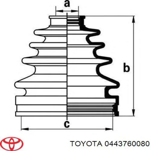 Пильник гранати внутрішній, передній півосі Toyota 0443760080 ціна, від 13.21 USD