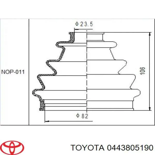 Пильник ШРКШ зовнішній Toyota 0443805190