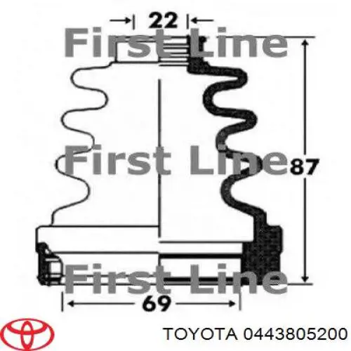 0443805200 Toyota пильник шруса внутрішній, передній піввісі