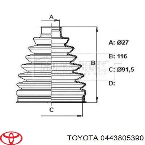 Пильник гранати внутрішній, передній півосі Toyota 442805260 ціна, від 19.20 USD