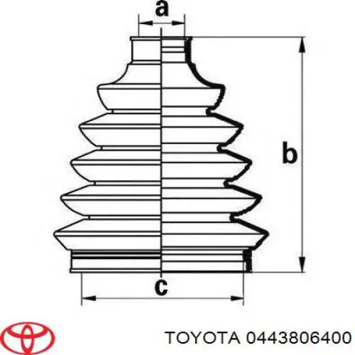 0443806400 Toyota пильник шруса внутрішній, передній піввісі